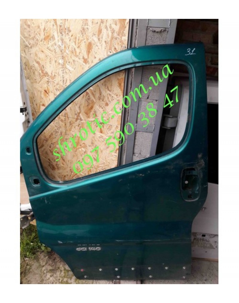 Двері, Ліві, Водійські, Зелена, Металік (Б/У) , Renault Trafic,Opel Vivaro,Nissan Primastar,Рено